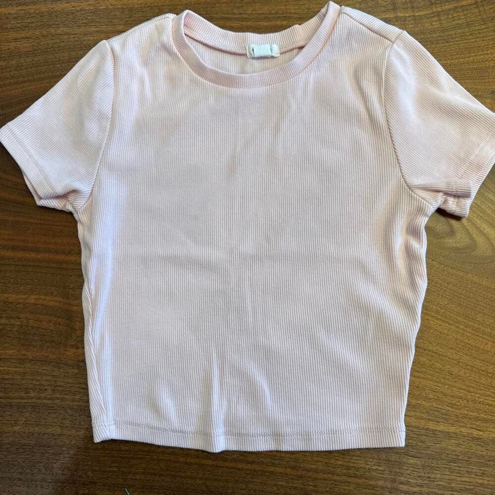 Garage pink ribbed crop top